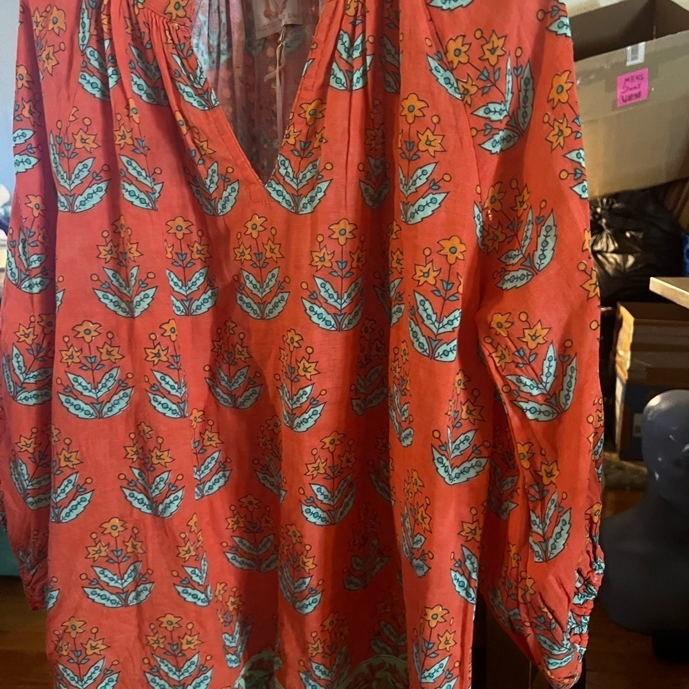 VICTORIA DUNN NWT BEAUTIFUL SUMMER BLOUSE SIZE L NWT - Picture 9 of 14